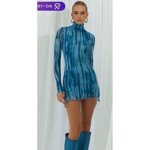 Runaway The Label Jordi Mini Dress Abstract Print Mesh NWT Size 4